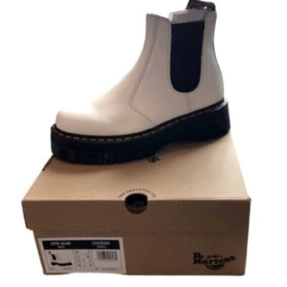 NEW Dr Martens Unisex White 2976 Quad Platform Chelsea Combat Boots 10 W /9 M - Picture 8 of 10